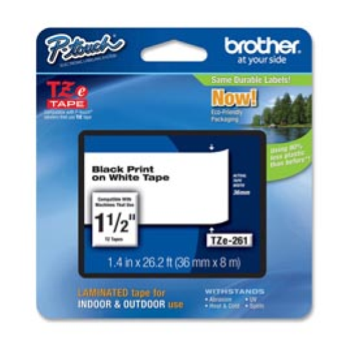 BROTHER TZE261 NASTRO TYPE TZ 36MM X 8MT COLORE BIANCO STAMPA NERO